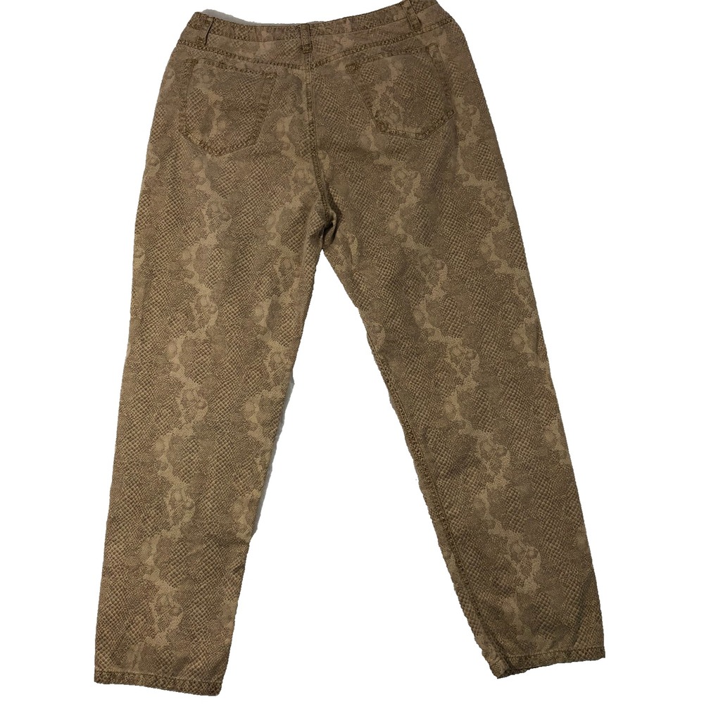 Liz Claiborne Liz Wear Jeans Women 14 Petite Brown Snakeskin Animal Print Pants - Picture 2 of 13